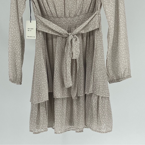 JAPANA NWT LEOPARD PRINT ANIMAL PRINT LONG SLEEVE NATURAL DRESS MEDIUM - Picture 9 of 10